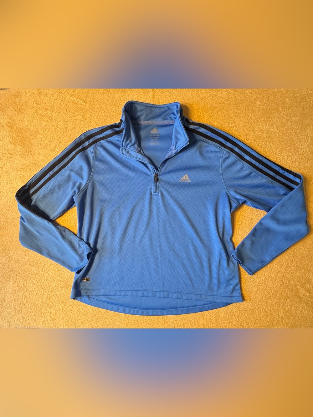 adidas Blue 3-Stripe Quarter-Zip Pullover